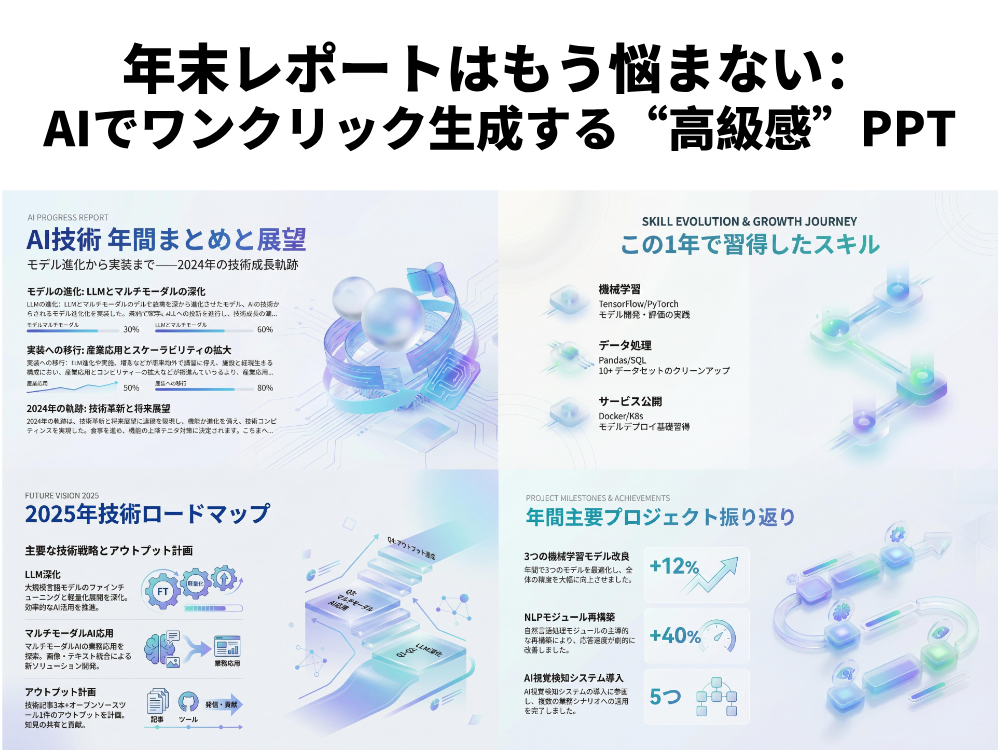 年末レポートはもう悩まない：AIでワンクリック生成する“高級感”PPT
