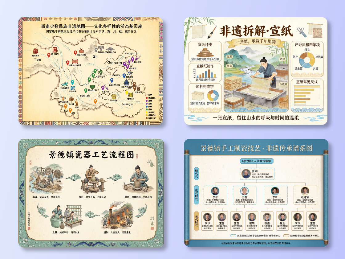 Generate an intangible cultural heritage infographic with a single click