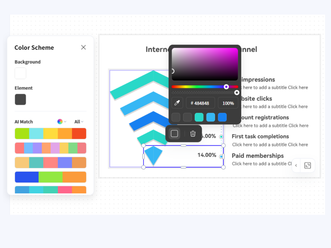 Ubah warna dan ikon untuk menonjolkan titik kunci