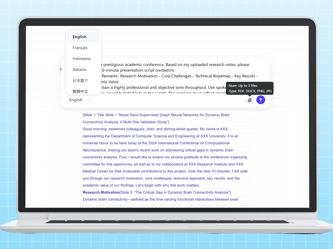 AI Supports to Write Presentation Scripts