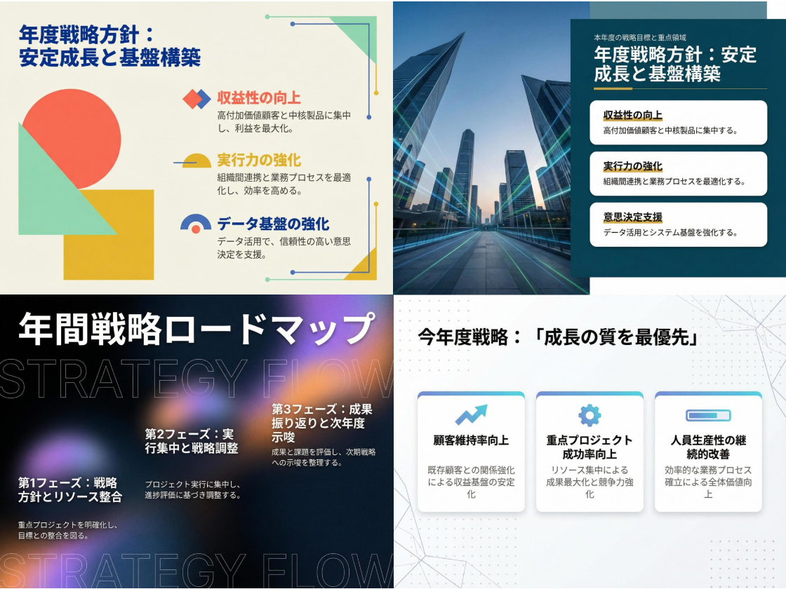 プロ品質のデザインで、戦略に説得力を