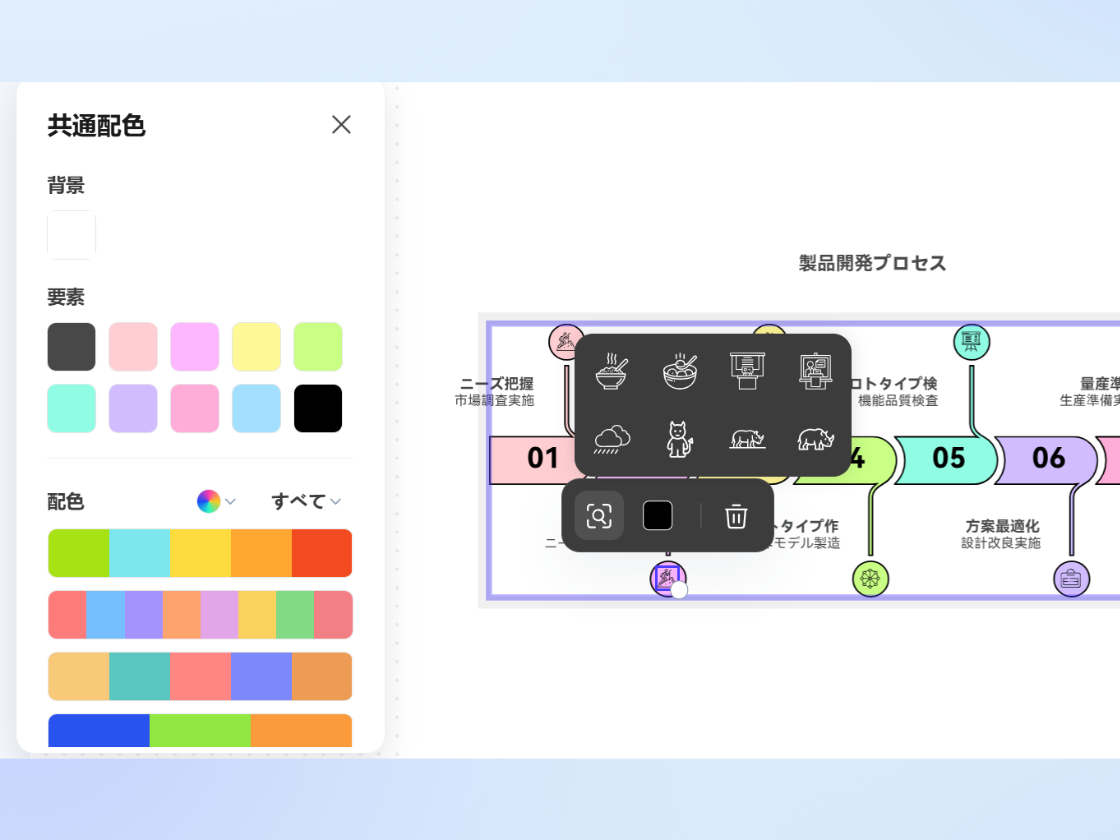 アイコンと配色でビジュアル効果を高める