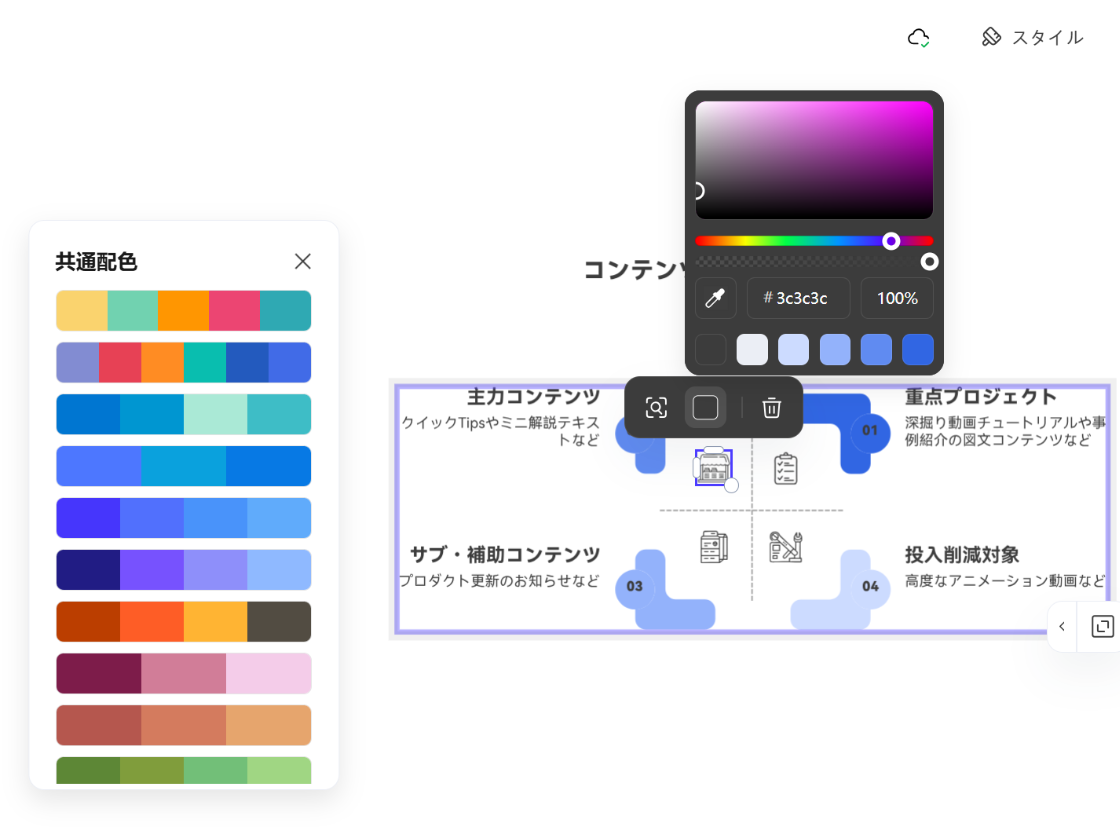 配色・スタイルをカスタマイズ