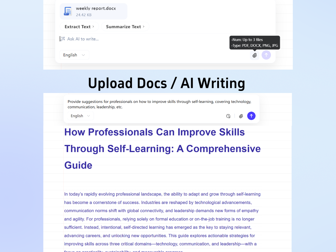 Upload Docs or Use AI Writing to Shape Your Presentation Outline